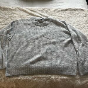 Quince Gray cashmere diamond weave sweater